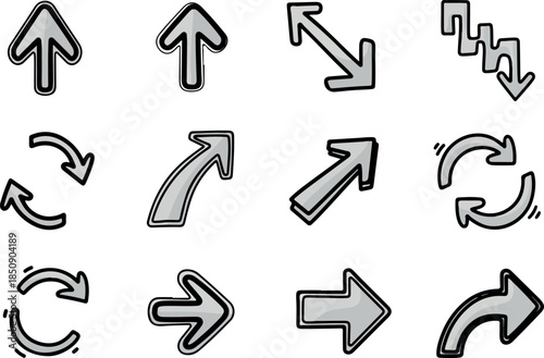 Diverse Vector Arrows Collection Hand-Drawn Style for Directional Design