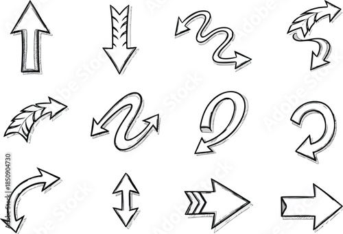 Collection of Hand Drawn Arrow Illustrations for Directional Use
