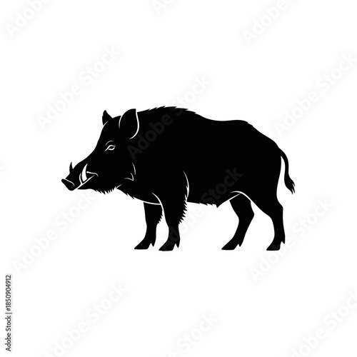 Silhouette of a Wild Boar with Prominent Tusks 2.