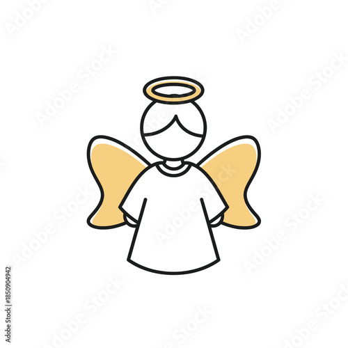 Stylized Angel Illustration with Halo and Wings.