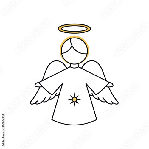 Stylized Angel Illustration with Halo and Star Embellishment.