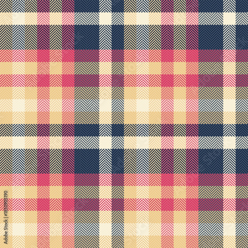 Gift paper plaid seamless textile, handmade pattern fabric texture. Color background tartan check vector in amber and red colors.