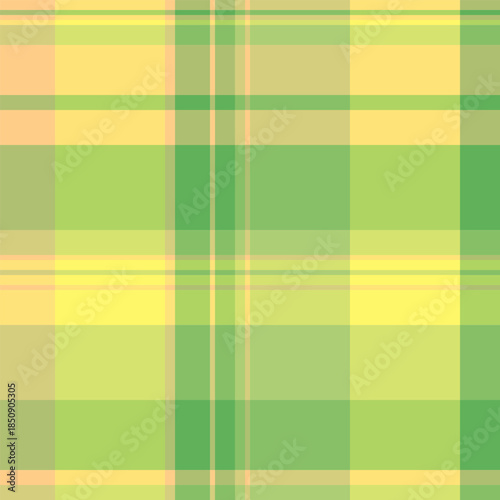 Deluxe textile tartan plaid, screen fabric texture vector. Small seamless background check pattern in lime and yellow colors.