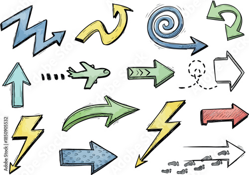 Doodle Arrows Collection Hand-Drawn Arrow Vector Set for Creative Projects