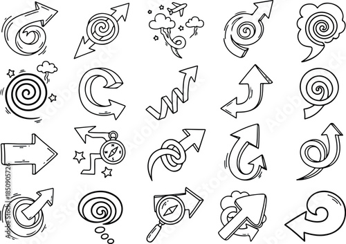 Hand Drawn Arrow Collection Directional Doodle Vector Set