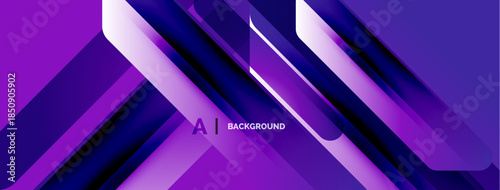 Abstract purple design features dynamic diagonal lines, creating modern visual effect. Gradient shades add depth, texture.