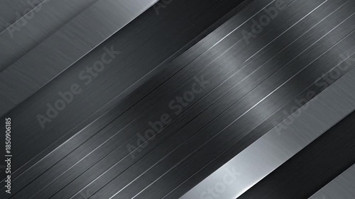 Metallic abstract background with diagonal lines, varying shades of gray, and subtle light reflections