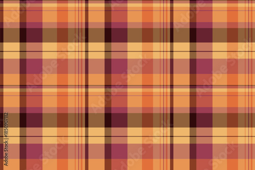 Site seamless fabric check, flowing pattern textile tartan. Paisley texture vector background plaid in orange and red colors.