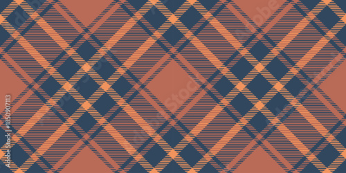 Folklore check tartan background, selection plaid fabric texture. Vibrant pattern textile seamless vector in cyan and red colors.