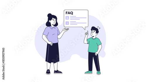 Educational Interaction Between a Female Educator and a Young Student Discussing FAQs