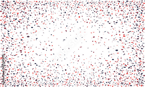 Abstract confetti background.  Red, blue, and white speckled design. Ideal for festive celebrations, website banners, or textured overlays.  Evokes feelings of joy and excitement.