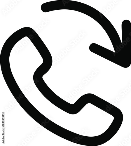 Phone Call Arrow Icon – Incoming Call Symbol, Communication and Contact Concept