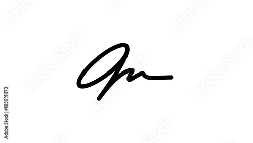 Elegant handwritten signature or autograph in black ink isolated on white background.