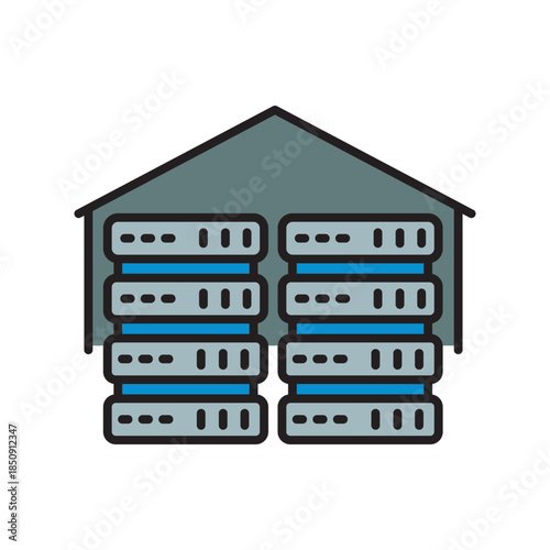 on premises infrastructure black line icon. Vector isolated element