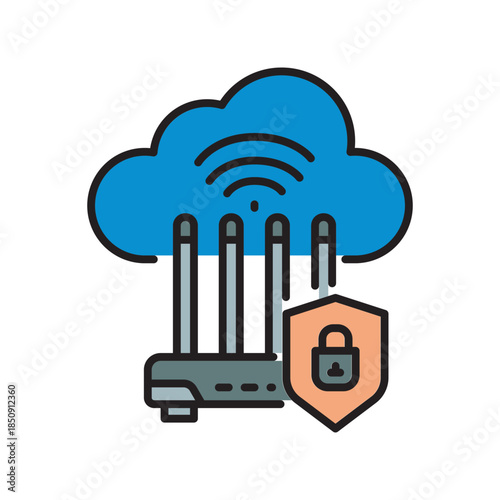 port forwarding setup black line icon. Vector isolated element