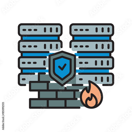 firewall rules black line icon. Vector isolated element