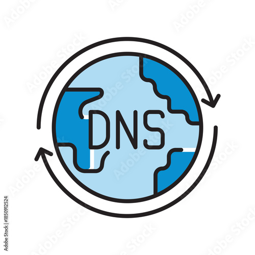 dynamic dns service black line icon. Vector isolated element