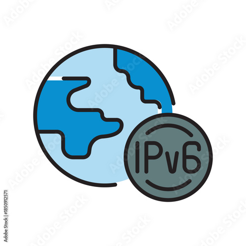 ipv6 deployment black line icon. Vector isolated element