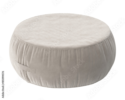 Photography Plush round ottoman with a convenient handle for easy portability and soft fabri