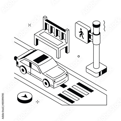Take your hands on this amazing illustration of zebra crossing, trendy vector