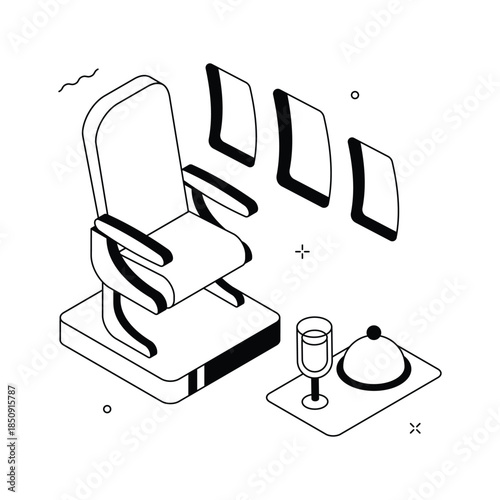 Isometric airplane travel illustration in modern design style
