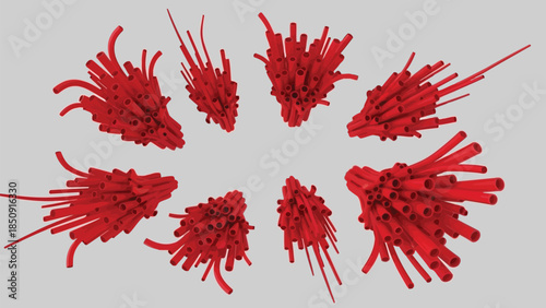 Red tube clusters on gray background vector
