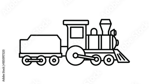 Vintage toy train with cargo car on white background, Generative AI.