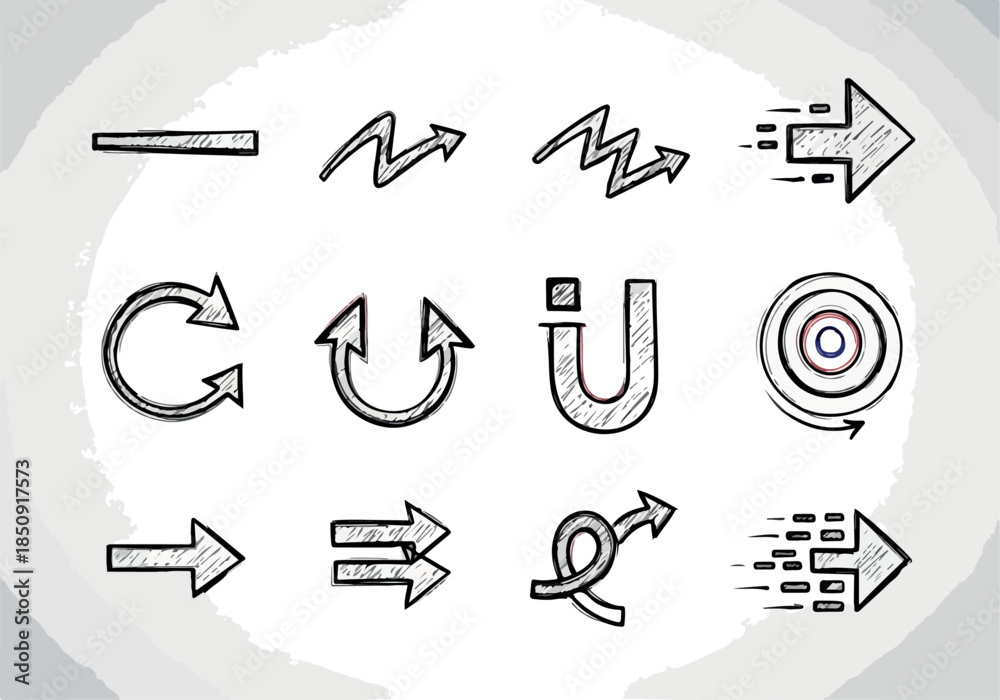 Obraz premium Doodle Arrow Vector Set Hand-Drawn Directional Symbols