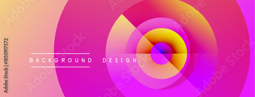Abstract vibrant design. Concentric circles create dynamic visual effect. Gradient colors blend smoothly, offering modern aesthetic.