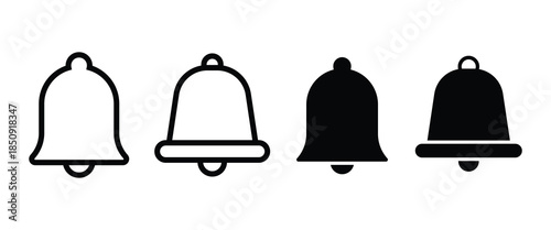 Bell notification sign symbol icon set