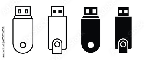 Flash disk USB sign symbol icon set