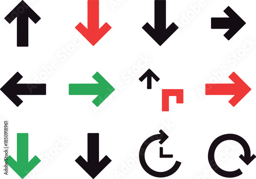Diverse Collection of Arrows Directional Icons for Navigation and Guidance