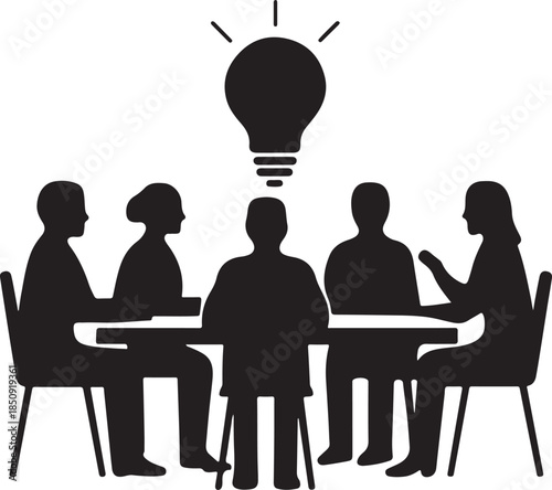 Brainstorm session icon representing creative ideas, teamwork, and problem-solving discussions in office.