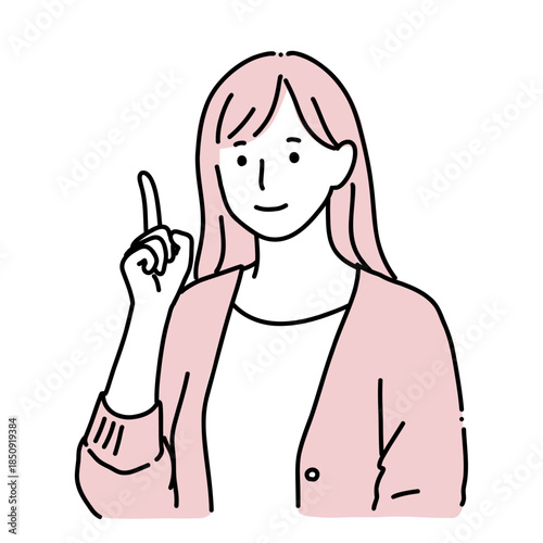 ポイントを説明する女性のイラスト｜注意・ルール・解説