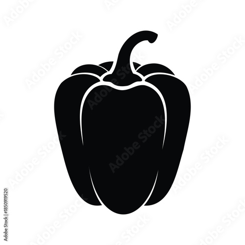 bell pepper silhouette vector illustration, Black bell pepper black and white vector design