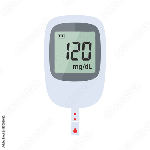 Glucose meter showing blood sugar level 120