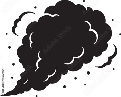 Dust cloud icon representing airborne particles, pollution, debris, and environmental hazards concept.