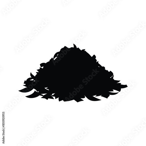 wood shavings pile silhouette vector illustration, Pile of black coal black and white vector design
