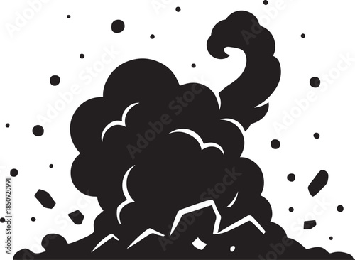 Construction dust icon representing airborne particles, safety hazards, and building site environment.