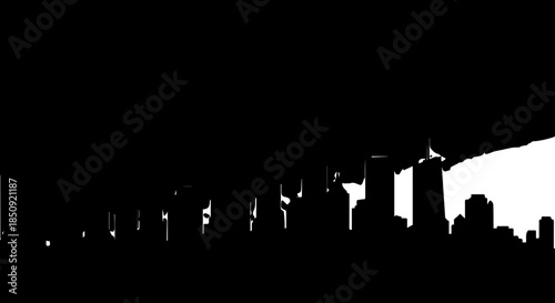 Captivating modern city skyline silhouette at dusk, conveying urban energy and architectural grandeur for dynamic business projects.