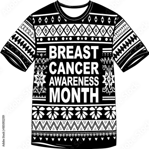 Colorful Motivational T-Shirt Design for Breast Cancer Awareness Month with Pink Accents