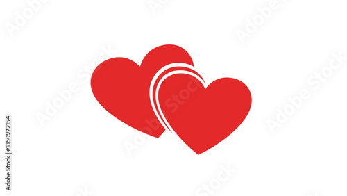 Two intertwined red hearts symbolizing love and connection, set against a clean white background.