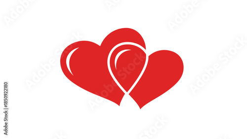 Two stylized red hearts overlapping, symbolizing love and connection.