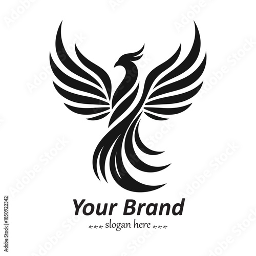 Phoenix Icon Collection – Mythical Fire Bird Black Logo Designs