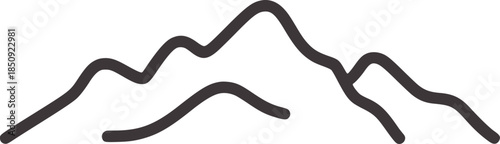 Minimalist monochrome line of layered mountain peaks