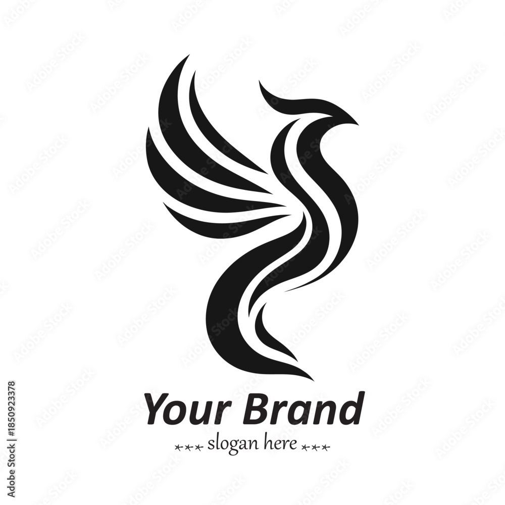 Fototapeta premium Phoenix Icon Collection – Mythical Fire Bird Black Logo Designs
