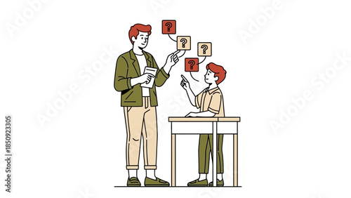 Interactive Learning Scenario Showing Teacher and Student Engaged in Question and Answer Exchange