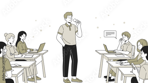 engaging classroom presentation with teacher and students actively participating in learning