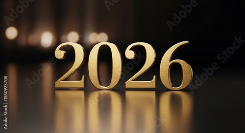 Golden year number 2026 shining brightly, representing future, celebration, and new beginnings.