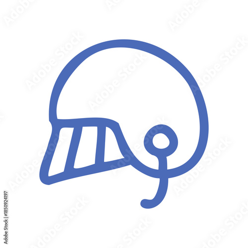 simple blue line art football helmet icon on a black background sport symbol
